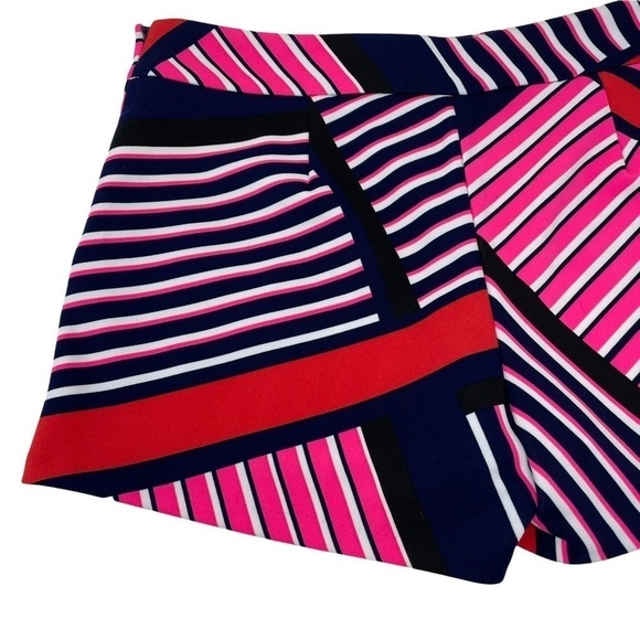 Express Shorts Modern Stretch Navy Blue Black Red Pink White Diagonal Stripes-4 - Picture 3 of 11